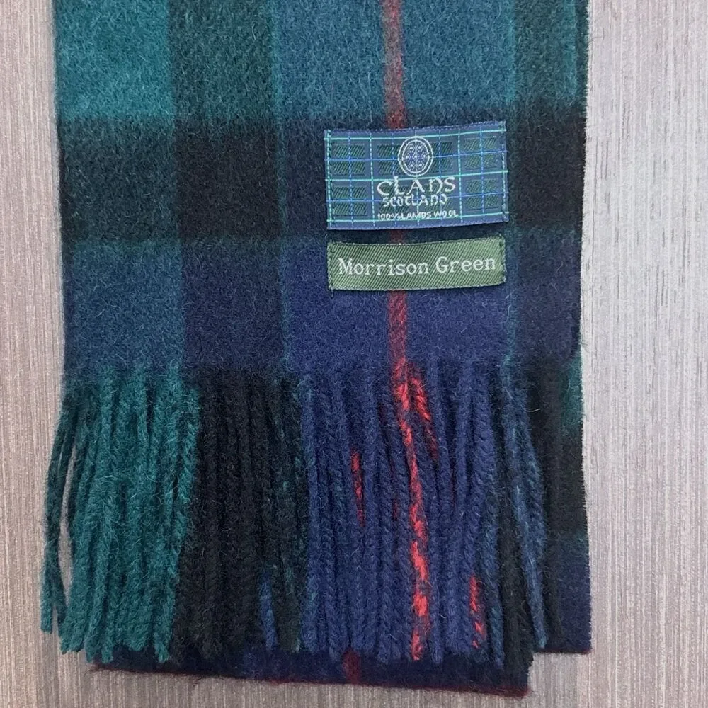 Clans Scotland Lambswool Scarf Morrison Green Tartan Plaid